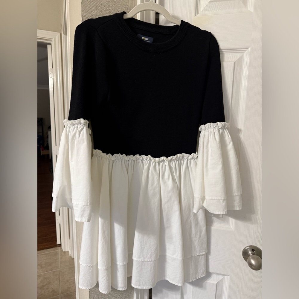 Maeve Long-Sleeve Knit Twofer Mini Dress size M